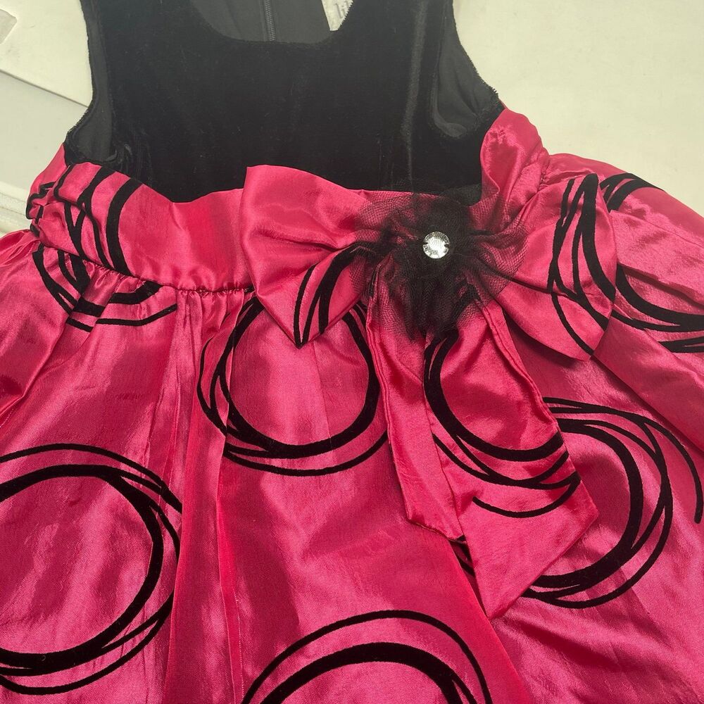 Lilybird Girls 2T Pink Black Velvet Tulle Party Dress - Picture 2 of 9